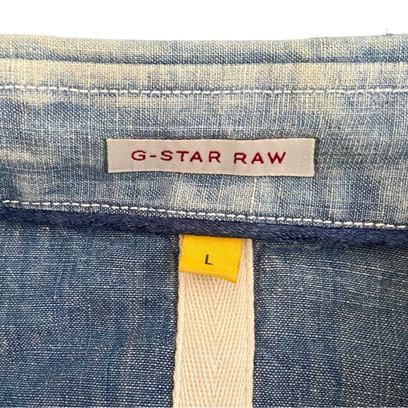 Vintage G-star Raw Distressed Denim Raw Button Up Shirt Blue Pockets Size L Jean - Picture 3 of 9